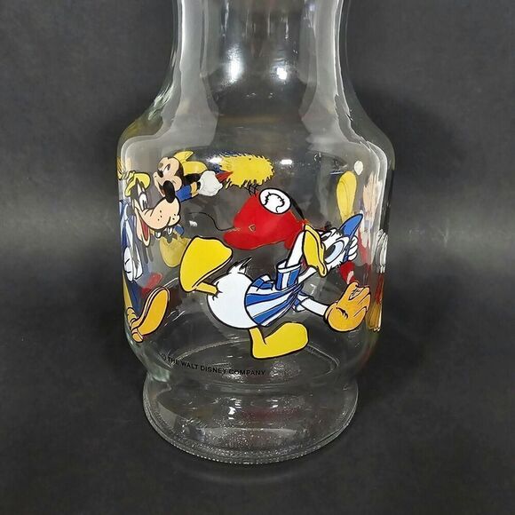Vtg Anchor Hocking Walt Disney Juice Carafe w Lid Mickey Mouse And Friends USA - Picture 4 of 12